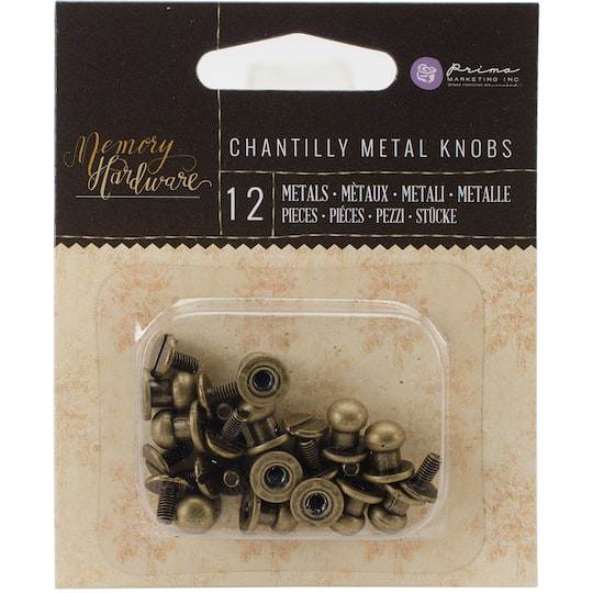 Prima&#xAE; Memory Hardware Metal Knobs Embellishments, 12ct.